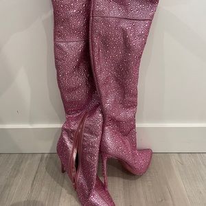 STEVE MADDEN PINK SEQUINCED KNEE HIGH BOOTS